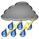 Gewitter  * Niederschlagswahrscheinlichkeit 90% * Wind: 16.0km/h aus SW * Zeitraum: 13:00 bis 19:00